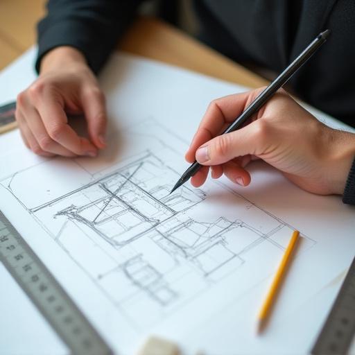 Schizzo di una sedia su un tavolo da disegno